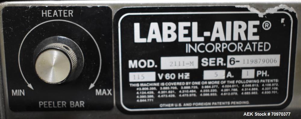 Used Label-Aire 2111M Pressure Sensitive Spot Blow On Labeler